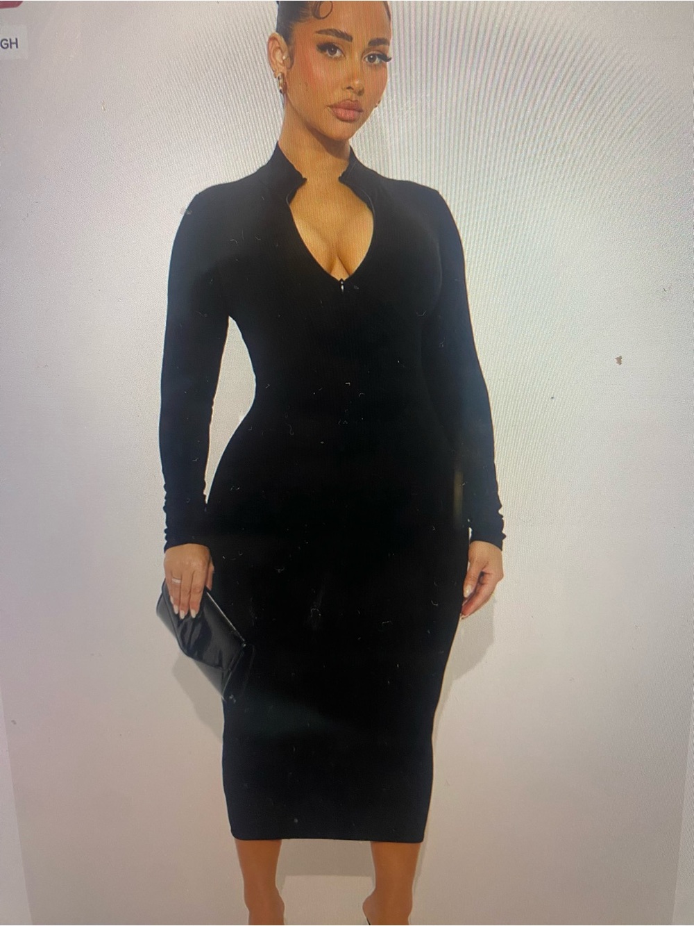 Fashion nova Black Long Sleeve Bodycon Midi Dress - Classic Elegant Fit